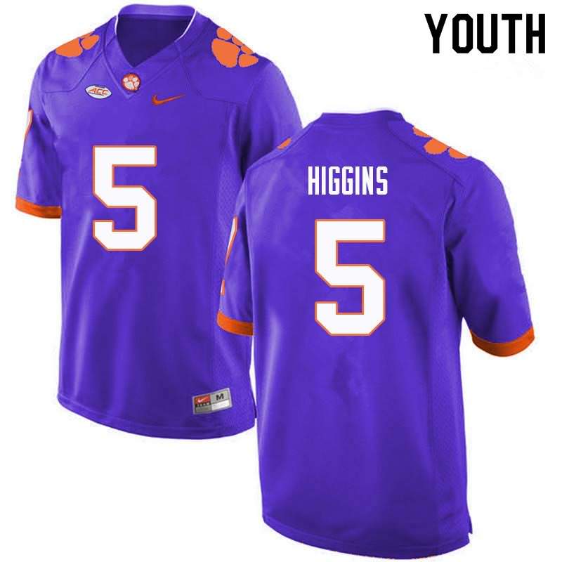 Youth Clemson Tigers Tee Higgins #5 Colloge Purple NCAA Elite Football Jersey April XWV12N5R