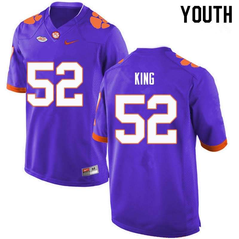 Youth Clemson Tigers Matthew King #52 Colloge Purple NCAA Elite Football Jersey Copuon DUB55N8K