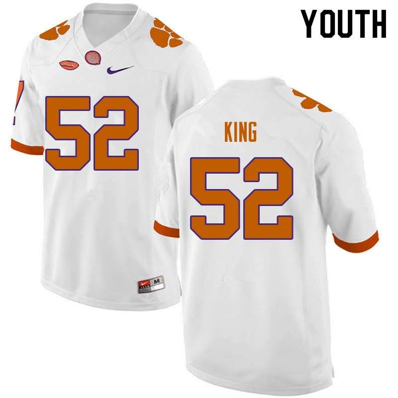 Youth Clemson Tigers Matthew King #52 Colloge White NCAA Game Football Jersey Discount YUI36N8Q