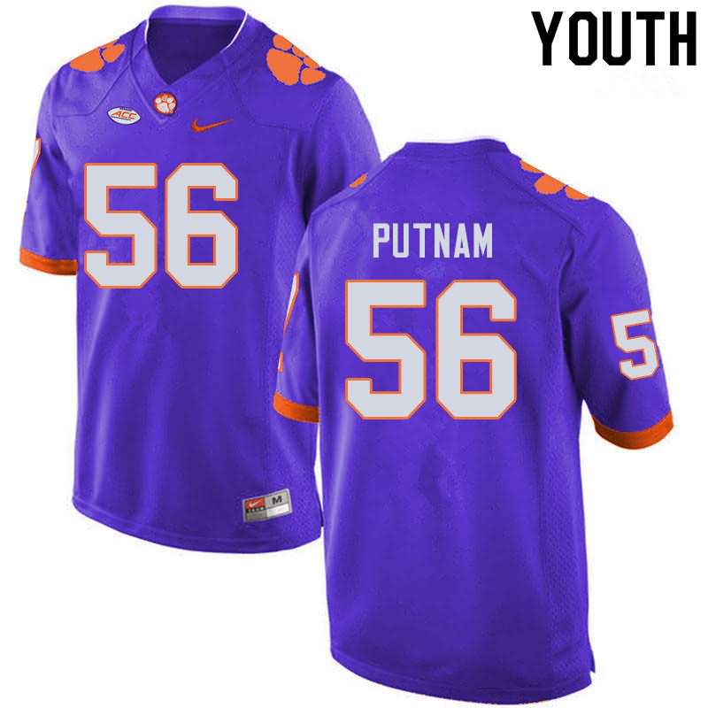 Youth Clemson Tigers Will Putnam #56 Colloge Purple NCAA Elite Football Jersey OG SFF07N5Y