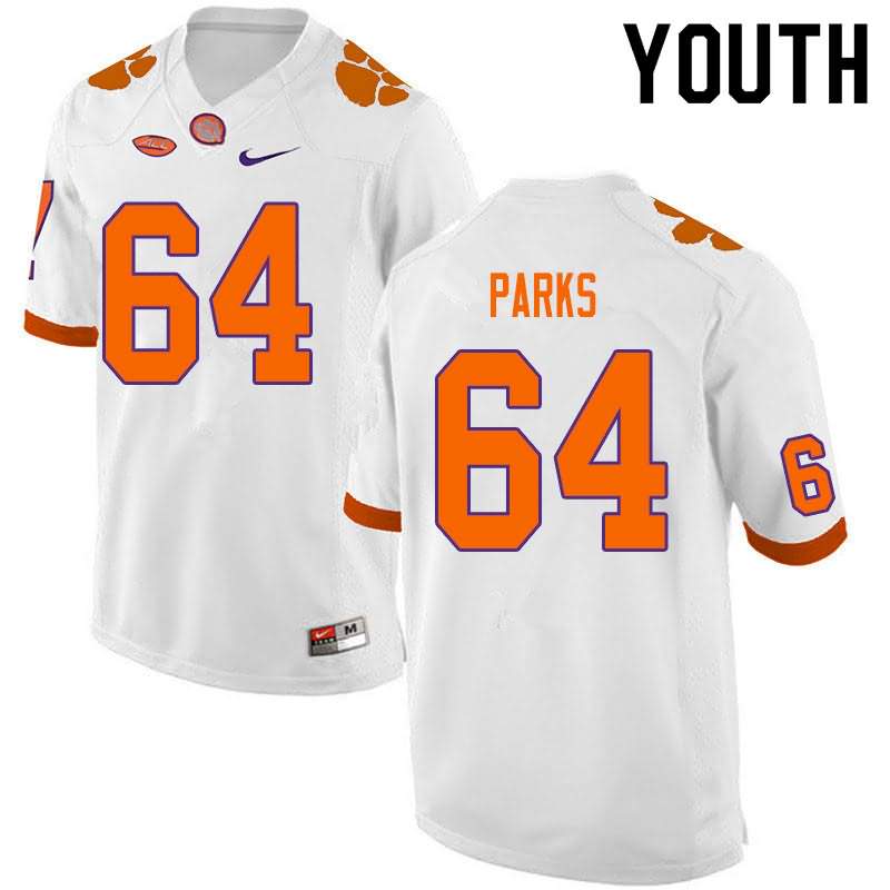 Youth Clemson Tigers Walker Parks #64 Colloge White NCAA Game Football Jersey September CVC23N5Y