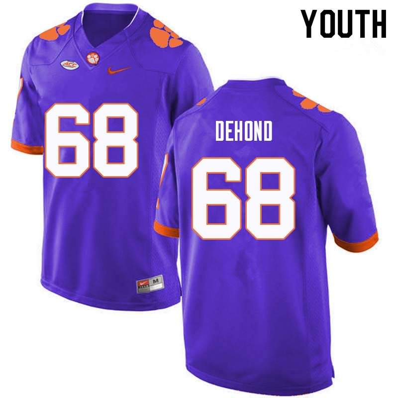 Youth Clemson Tigers Noah DeHond #68 Colloge Purple NCAA Elite Football Jersey For Sale FOR02N1X