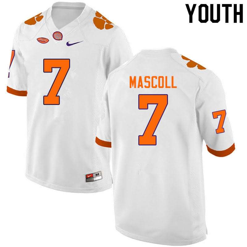 Youth Clemson Tigers Justin Mascoll #7 Colloge White NCAA Elite Football Jersey November HFI02N3C