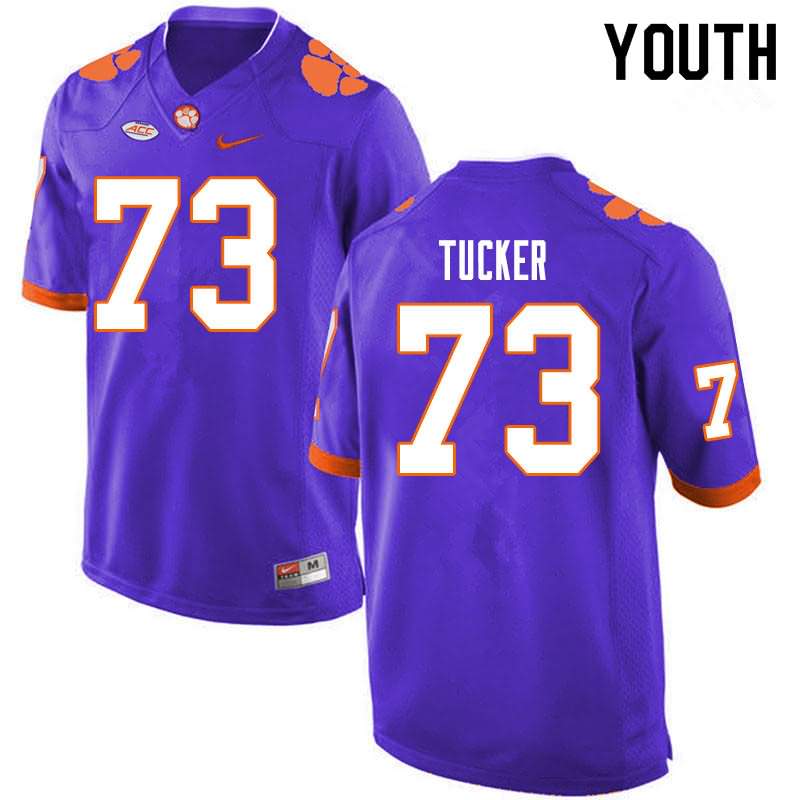 Youth Clemson Tigers Bryn Tucker #73 Colloge Purple NCAA Game Football Jersey Increasing GCP27N7A