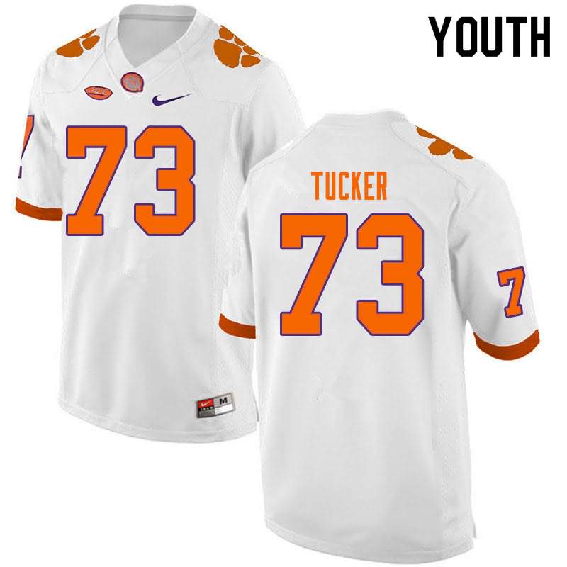 Youth Clemson Tigers Bryn Tucker #73 Colloge White NCAA Game Football Jersey Hot Sale QOP13N1I