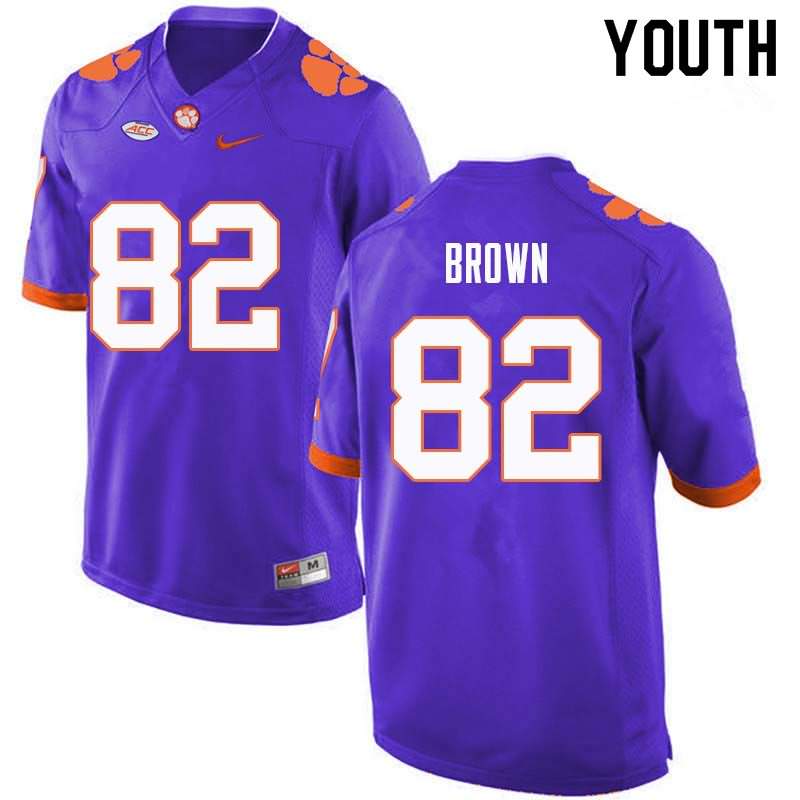 Youth Clemson Tigers Will Brown #82 Colloge Purple NCAA Game Football Jersey July TWO60N6E