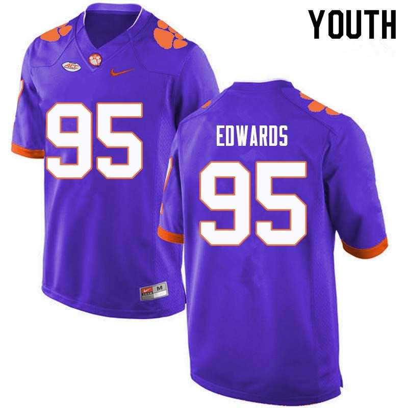 Youth Clemson Tigers James Edwards #95 Colloge Purple NCAA Game Football Jersey Hot Sale ULI68N7E