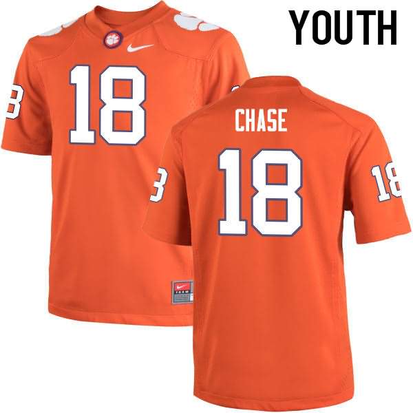 Youth Clemson Tigers Tavares Chase #18 Colloge Orange NCAA Game Football Jersey March SEX66N6Y