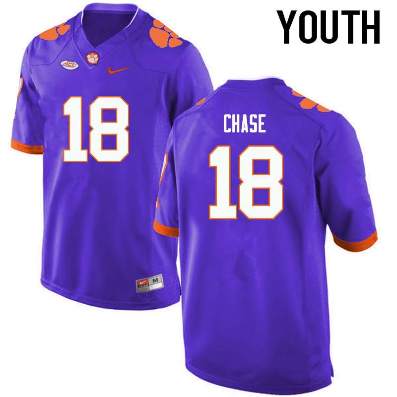 Youth Clemson Tigers Tavares Chase #18 Colloge Purple NCAA Game Football Jersey Wholesale QQA55N3T