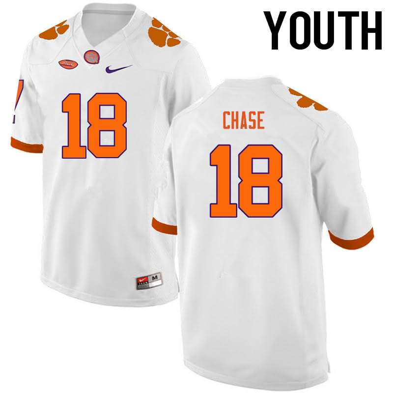 Youth Clemson Tigers Tavares Chase #18 Colloge White NCAA Game Football Jersey Comfortable VLV41N0K