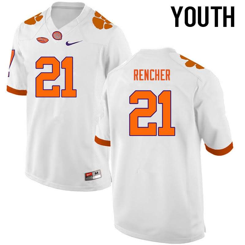 Youth Clemson Tigers Darlen Rencher #21 Colloge White NCAA Game Football Jersey Winter NTV00N1P