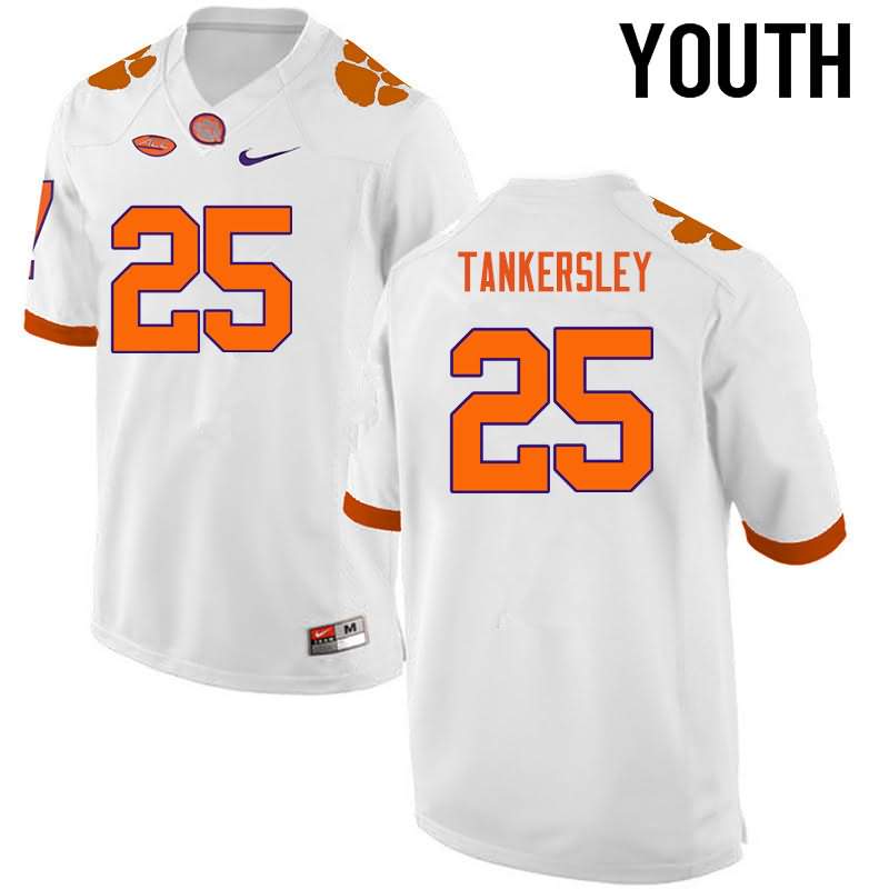 Youth Clemson Tigers Cordrea Tankersley #25 Colloge White NCAA Game Football Jersey Style QBC65N5L