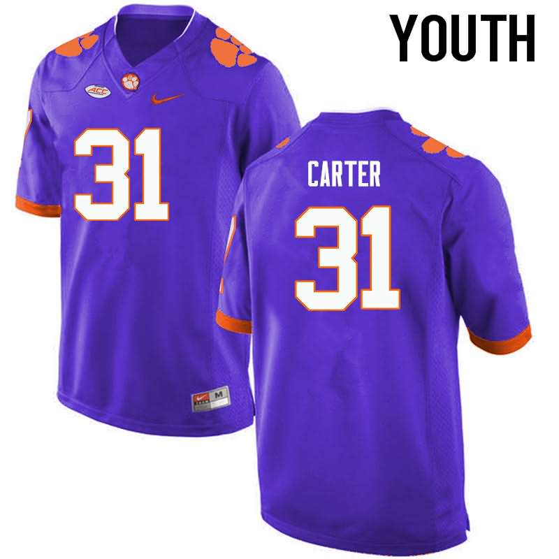 Youth Clemson Tigers Ryan Carter #31 Colloge Purple NCAA Elite Football Jersey September GHU81N3X