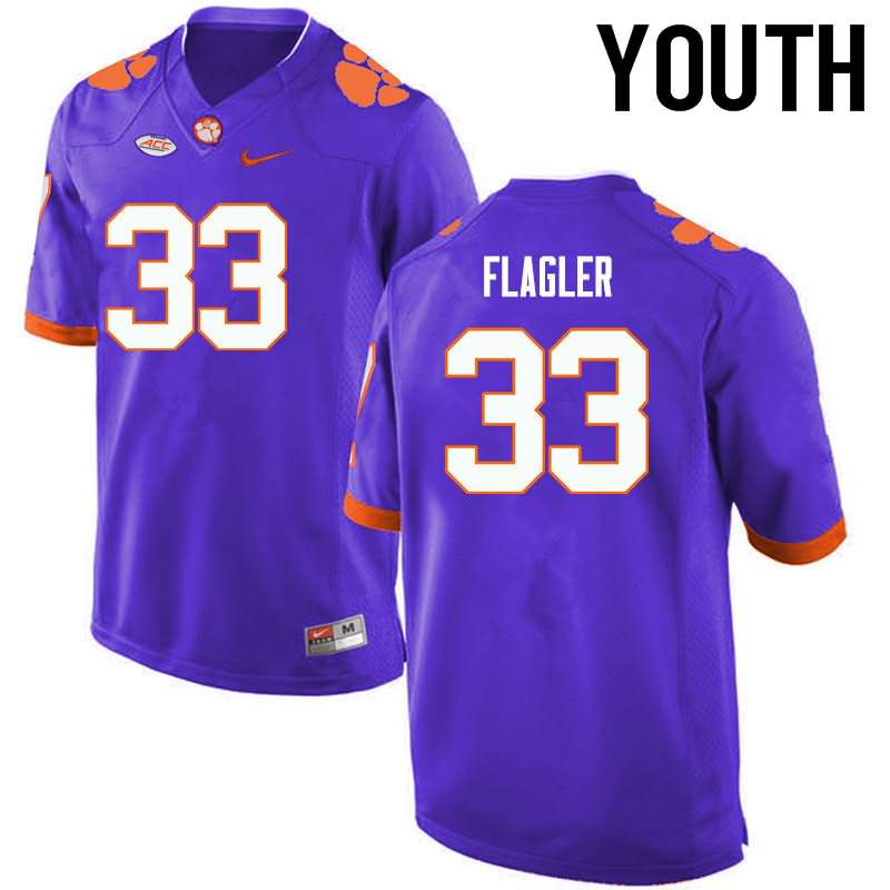 Youth Clemson Tigers Terrence Flagler #33 Colloge Purple NCAA Game Football Jersey Damping HBM10N8K