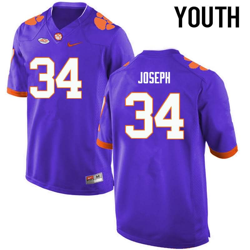 Youth Clemson Tigers Kendall Joseph #34 Colloge Purple NCAA Elite Football Jersey December CQU84N2R