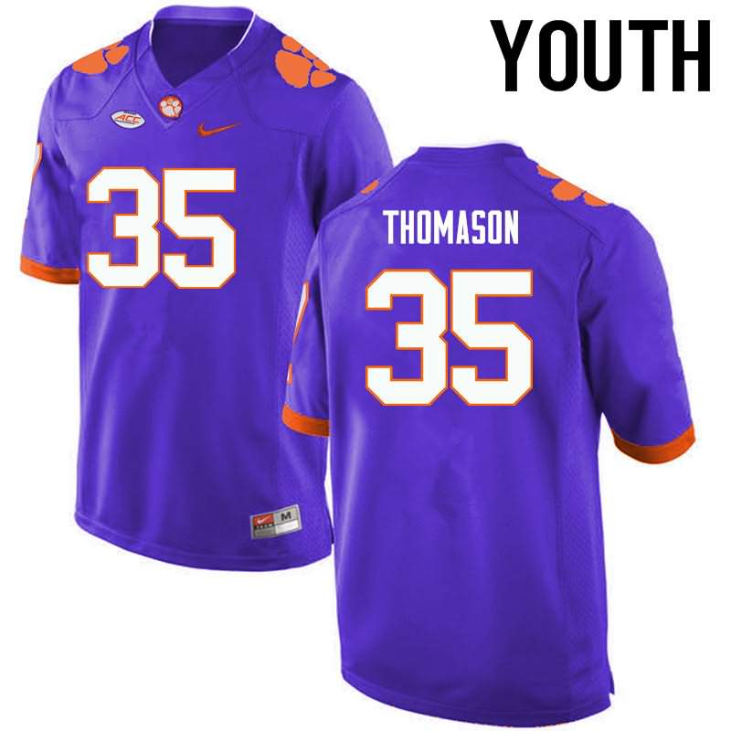 Youth Clemson Tigers Ty Thomason #35 Colloge Purple NCAA Game Football Jersey Super Deals RIO45N1B