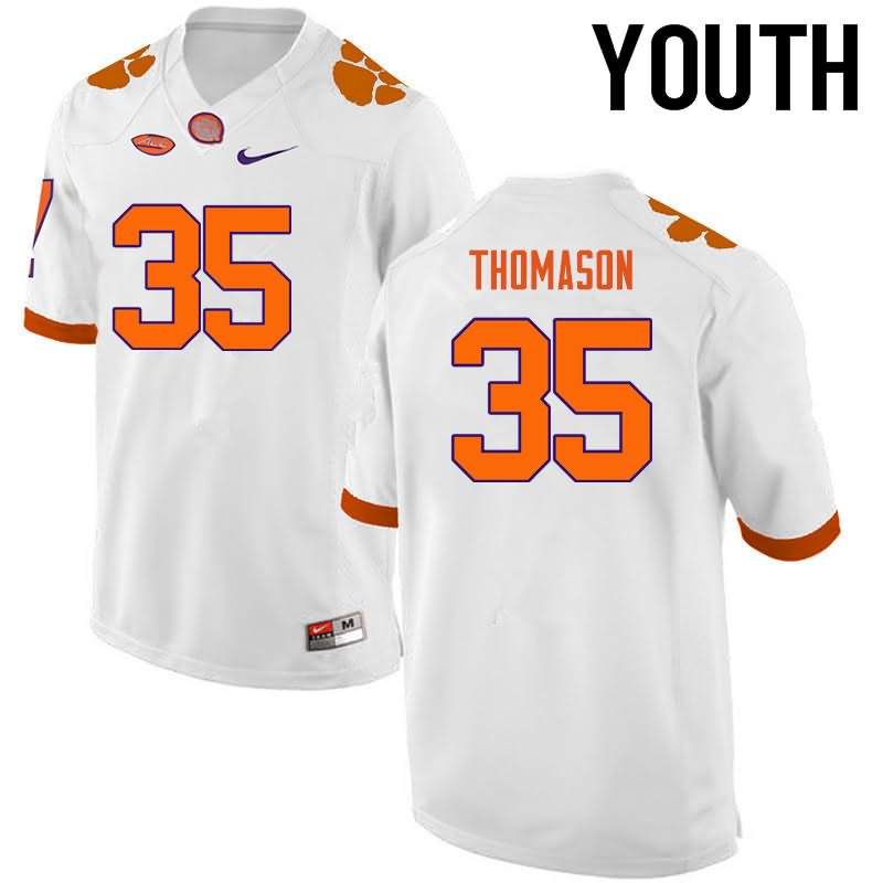 Youth Clemson Tigers Ty Thomason #35 Colloge White NCAA Game Football Jersey Stability NXP40N6J
