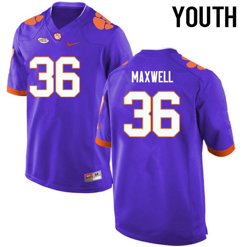 Youth Clemson Tigers Byron Maxwell #36 Colloge Purple NCAA Game Football Jersey February QSQ27N6T
