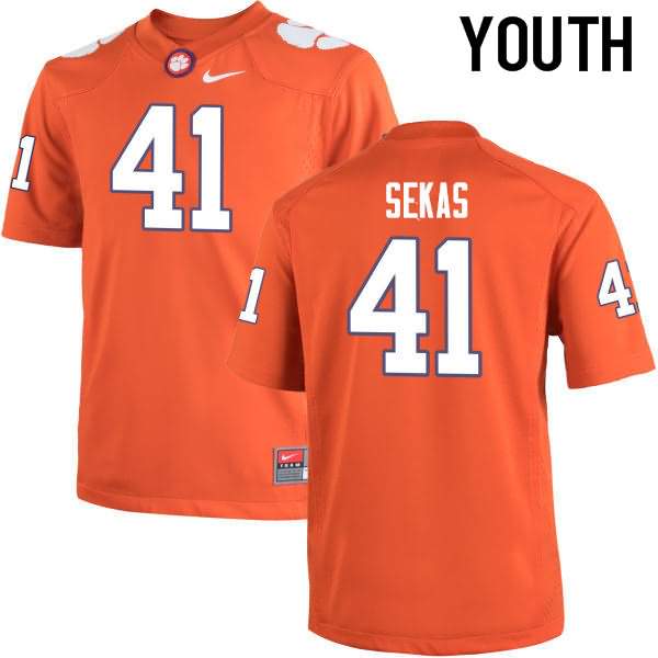 Youth Clemson Tigers Connor Sekas #41 Colloge Orange NCAA Elite Football Jersey For Fans ONC60N3X