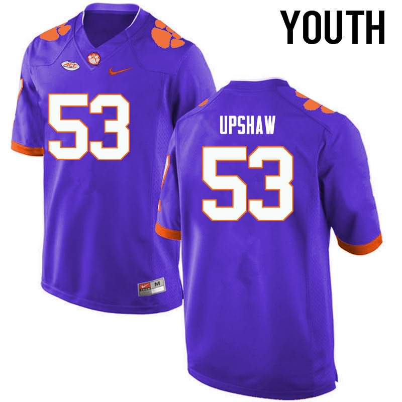 Youth Clemson Tigers Regan Upshaw #53 Colloge Purple NCAA Elite Football Jersey Athletic KKT30N5H