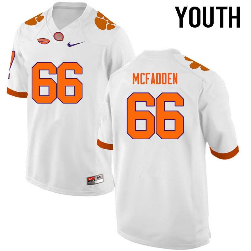 Youth Clemson Tigers Banks McFadden #66 Colloge White NCAA Game Football Jersey In Stock AEE44N1G