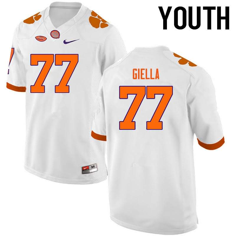 Youth Clemson Tigers Zach Giella #77 Colloge White NCAA Elite Football Jersey May YDO86N4H